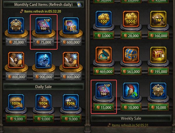 Buy VIP Points Book in Alliance Shop