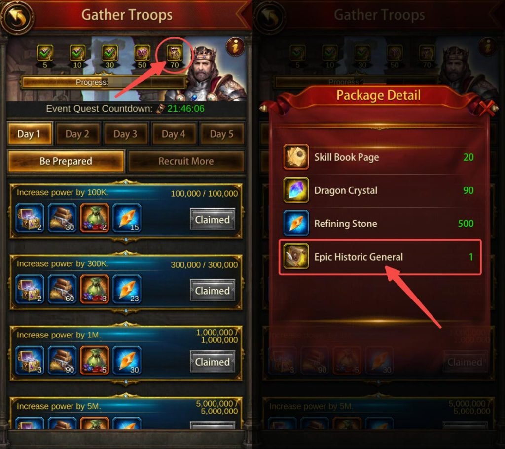 Get Epic Historic General Token from Gather Troops Event