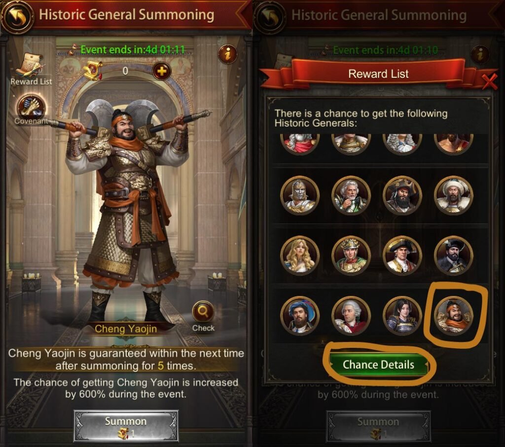 Get Cheng Yaojin from Historic General Summoning Event
