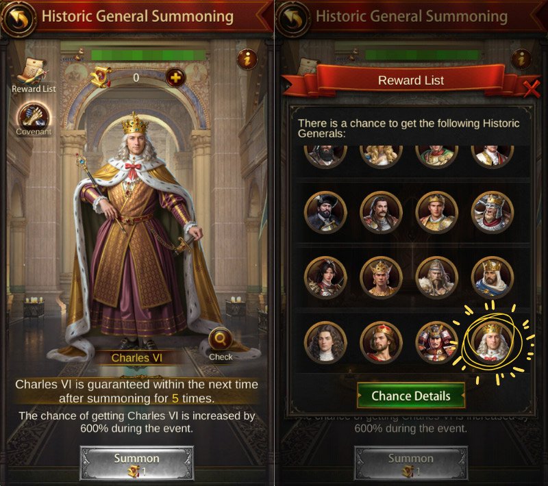 Get Charles Ⅵ in Historic General Summoning
